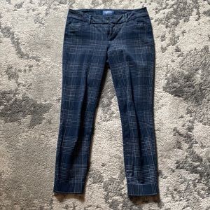 Navy dress pants with white stripes